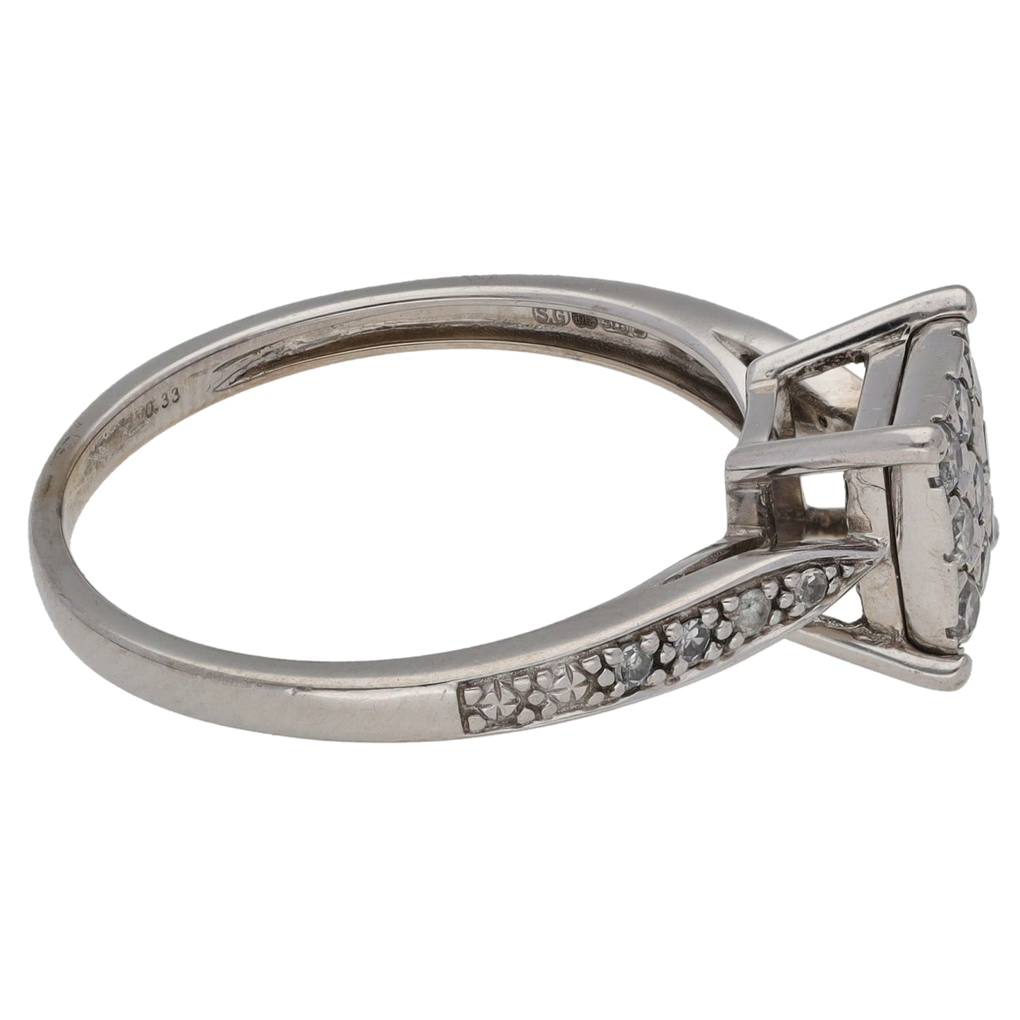 9ct White Gold 0.33ct Diamond Dress/Cocktail Ring Size P