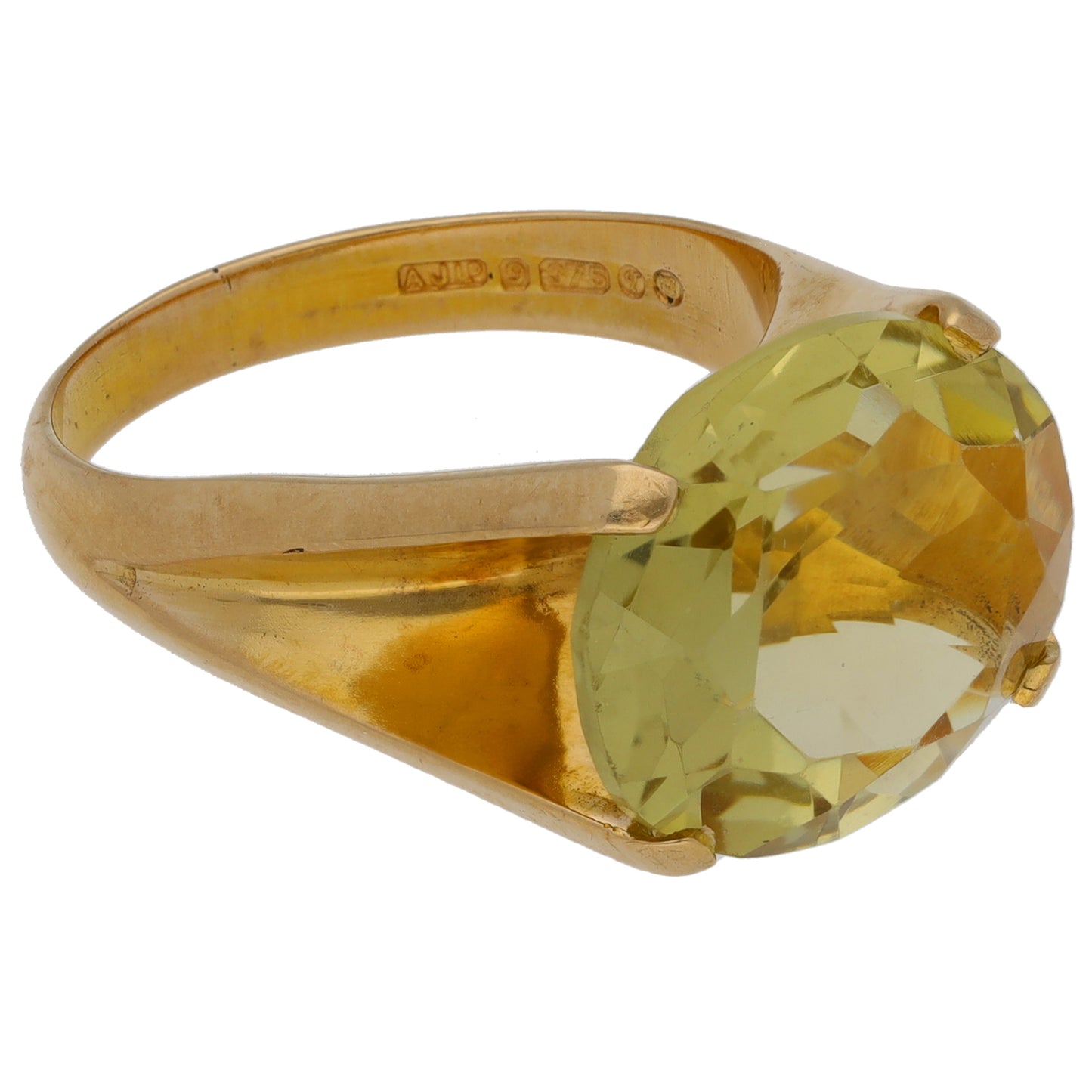 9ct Gold Citrine Single Stone Ring Size M