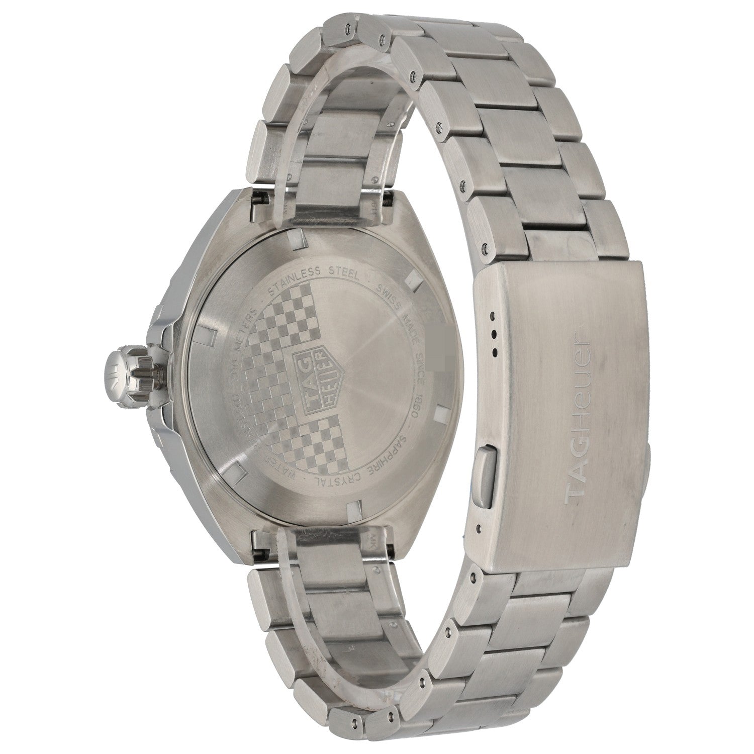 Tag Heuer Formula 1 WAZ1118, housing a 41mm stainless steel case, with caseback and calsp on show.
