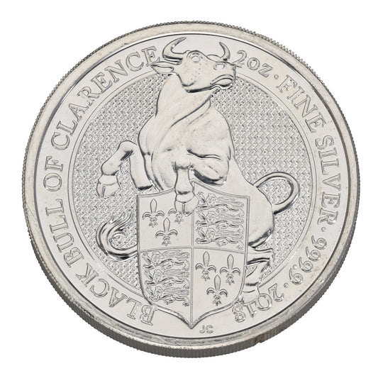 Fine Silver Black Bull Of Clarence 2 OZ Coin 2018
