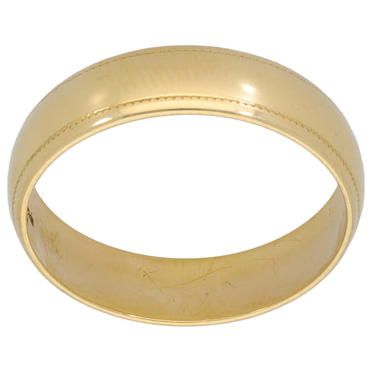 18ct Gold Patterned Wedding Ring Size Q