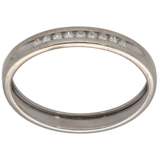 9ct White Gold 0.10ct Diamond Half Eternity Ring Size Q