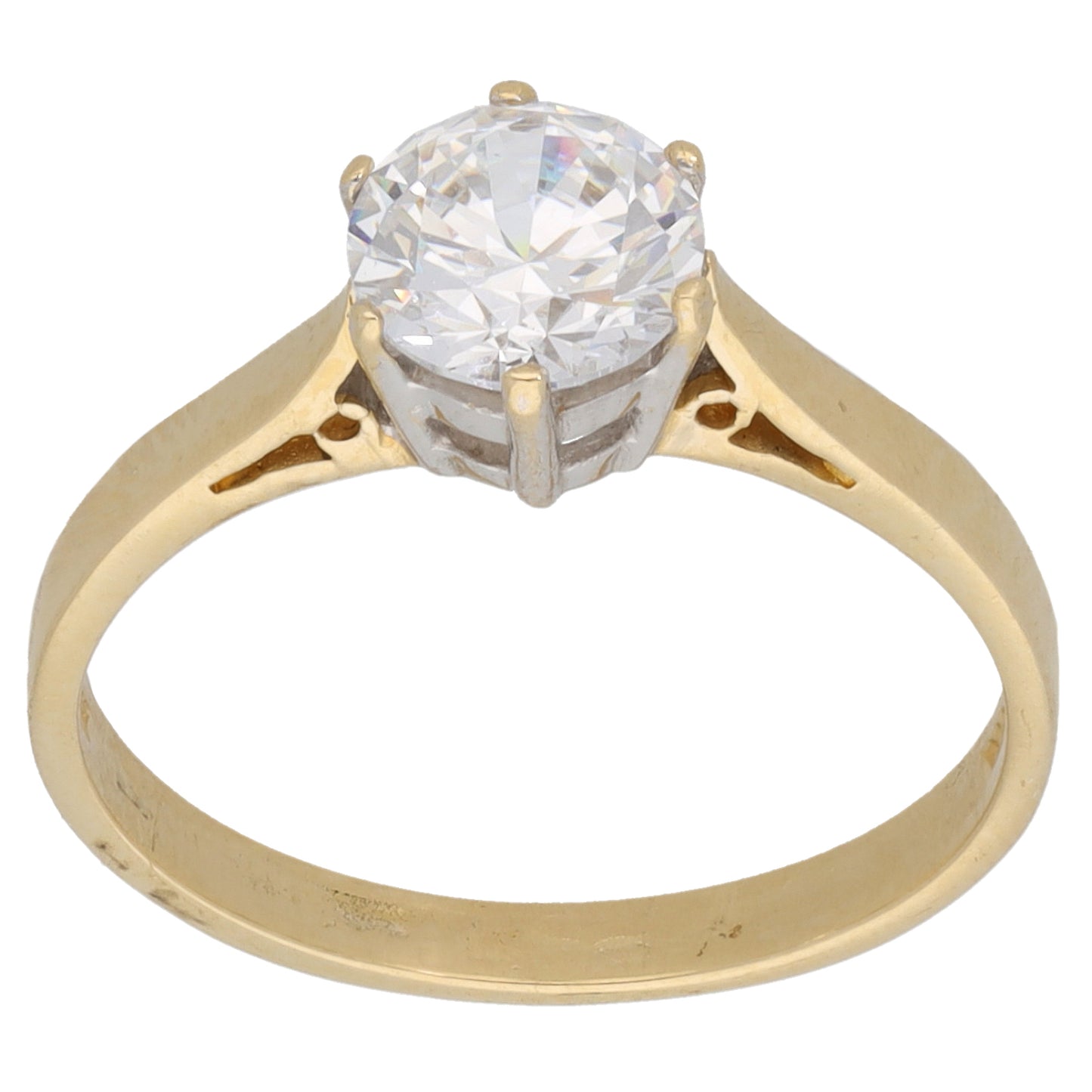 14ct Gold Cubic Zirconia Single Stone Ring Size M