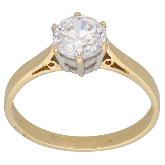 14ct Gold Cubic Zirconia Single Stone Ring Size M