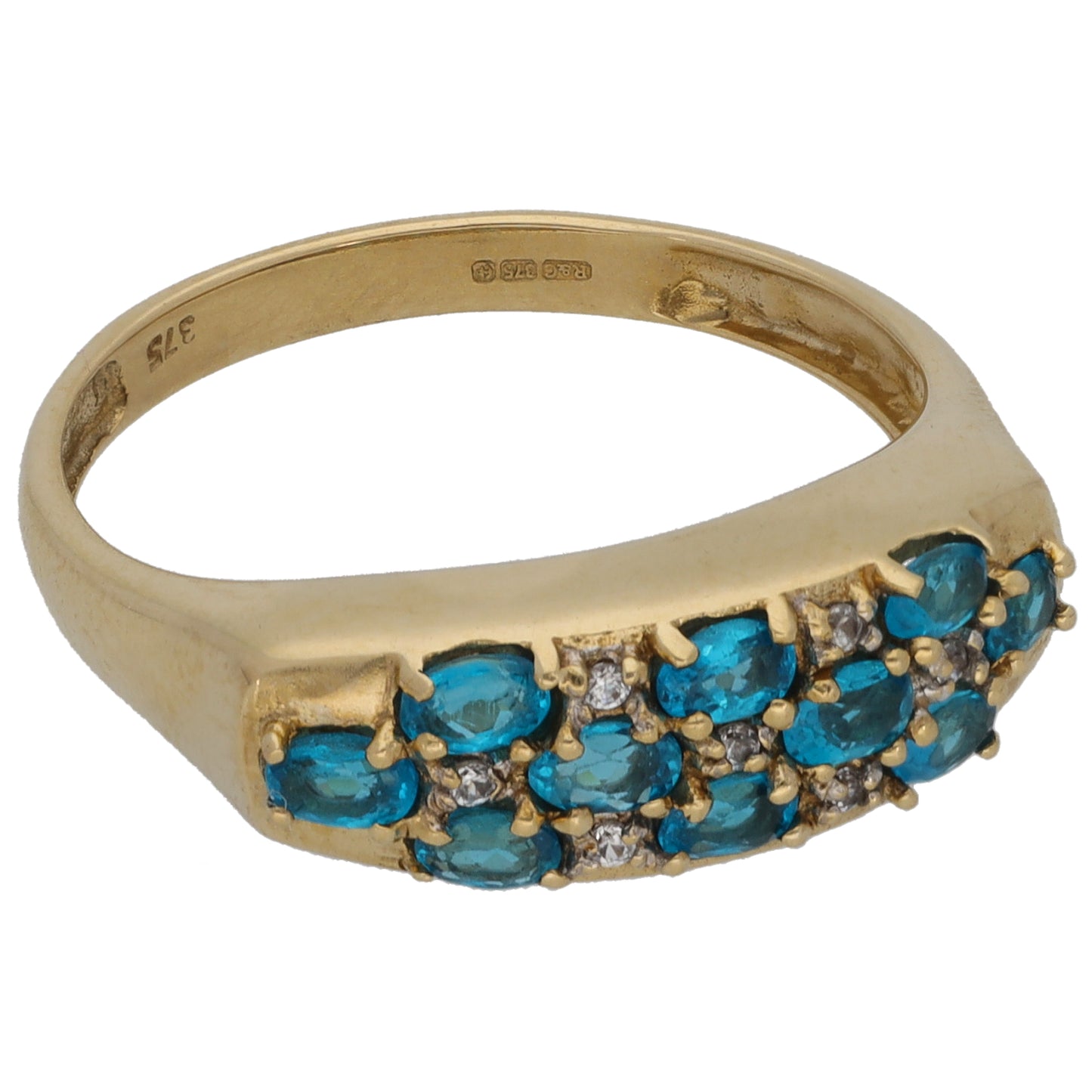 9ct Gold Apatite & Imitation Gems Dress/Cocktail Ring Size N