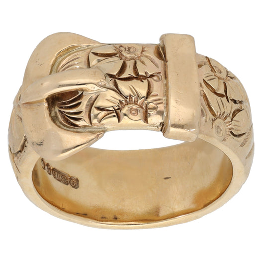 9ct Gold Buckle Ring Size P