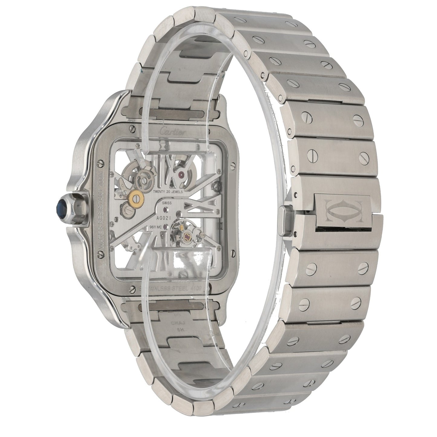 Cartier Santos De Cartier Skeleton WHSA0015 39.8mm Stainless Steel Watch