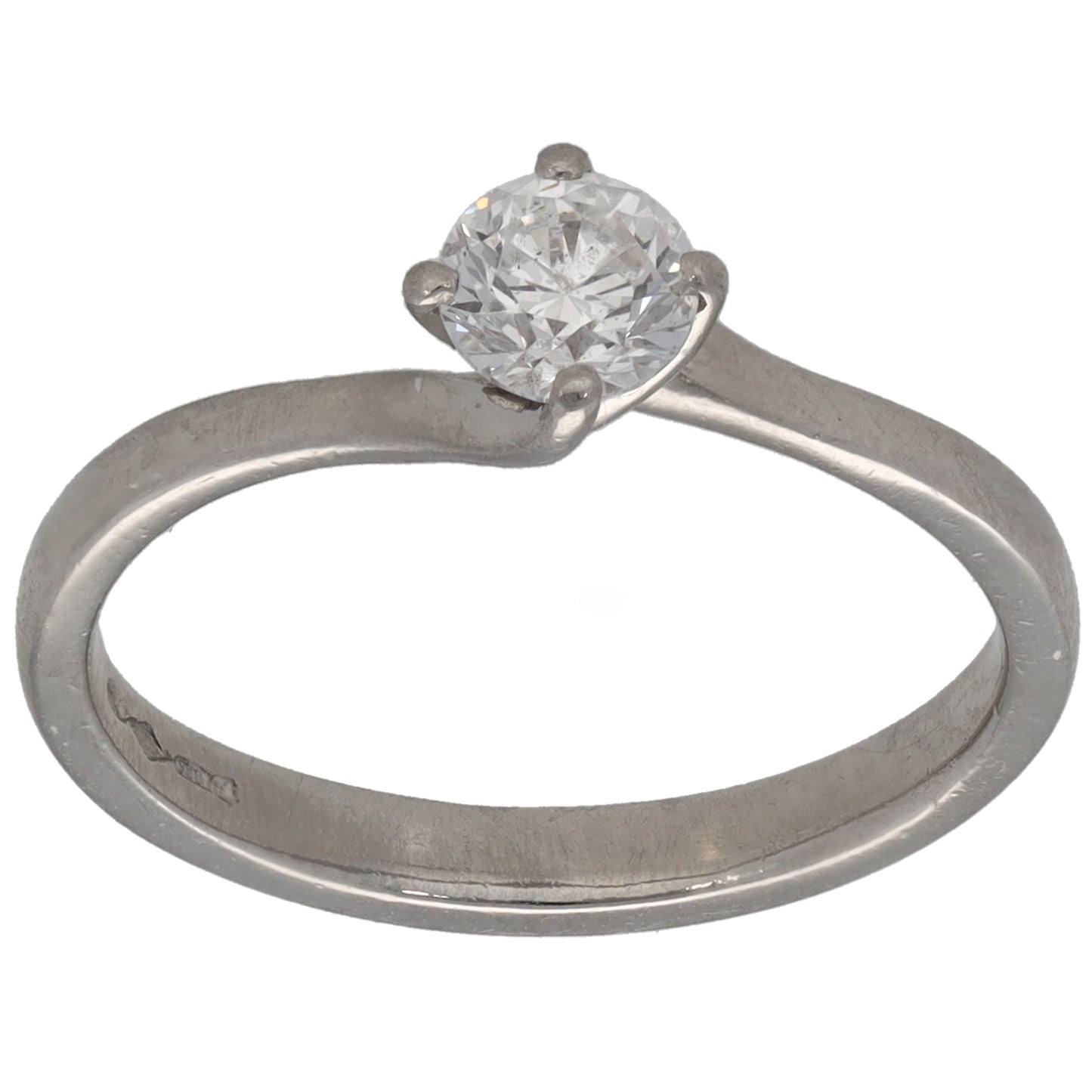 Platinum 0.40ct Diamond Solitaire Ring Size L