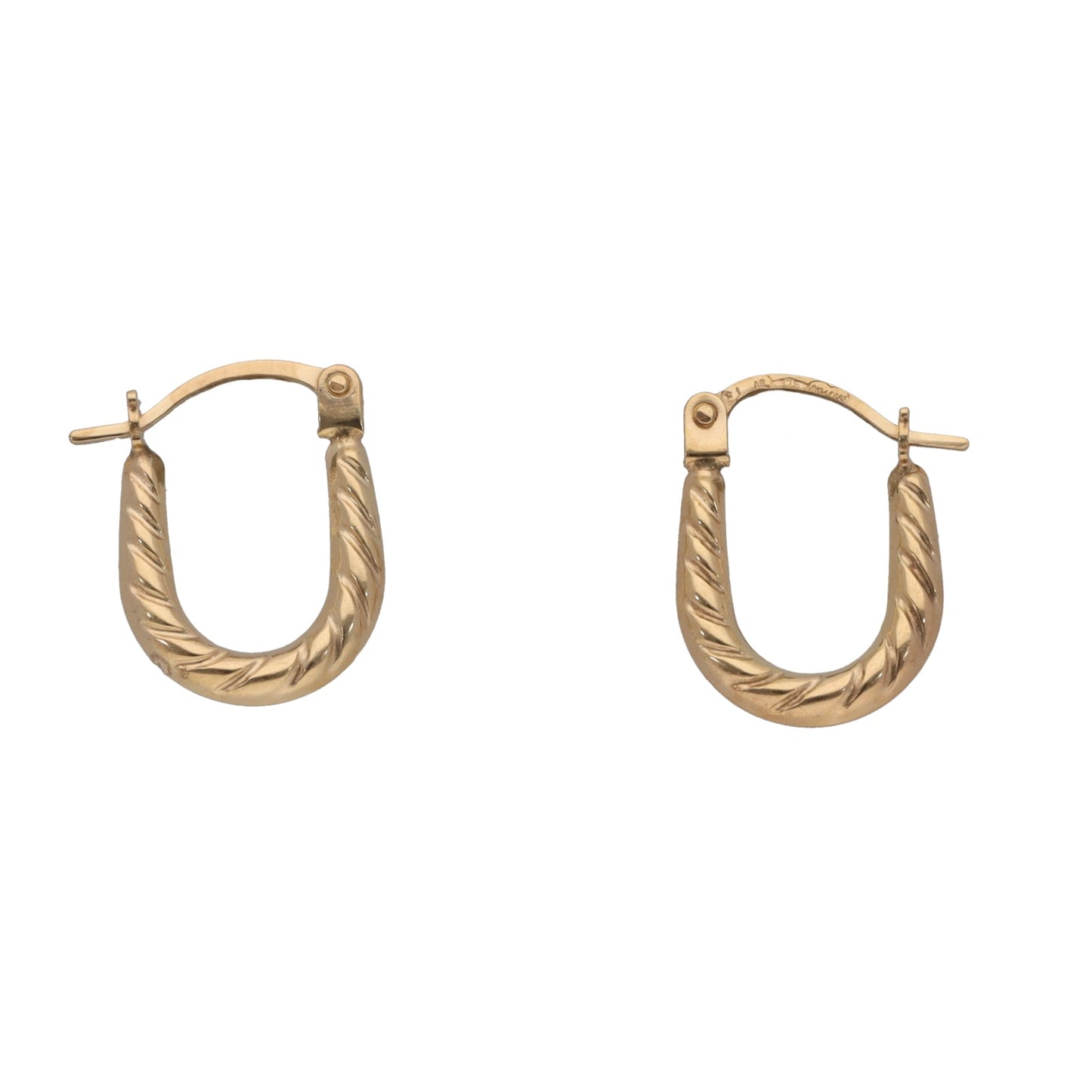 9ct Gold Small Patterned Creole Earrings