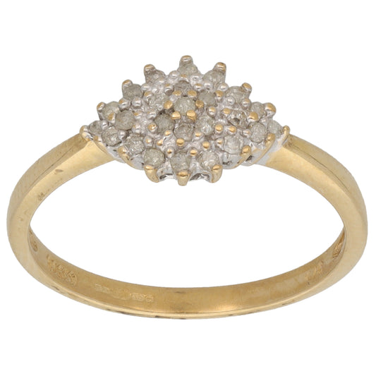 9ct Gold 0.15ct Diamond Cluster Ring Size L