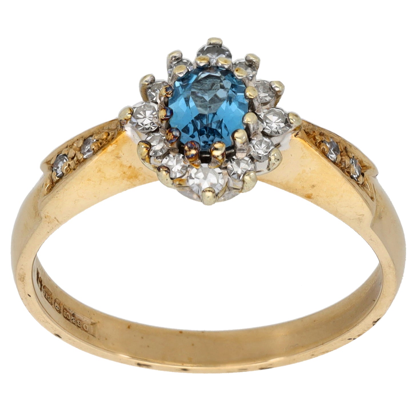 9ct Gold 0.26ct Diamond & Topaz Dress/Cocktail Ring Size P