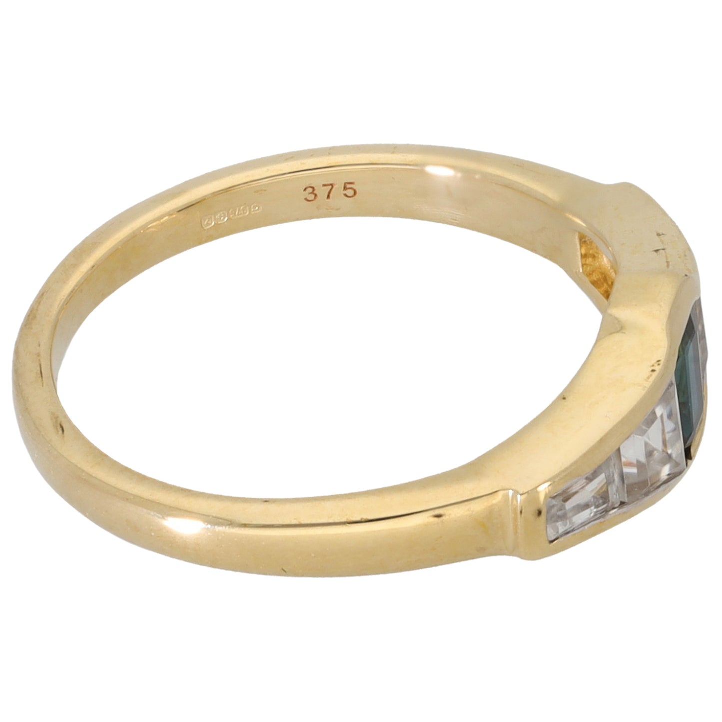 9ct Gold Cubic Zirconia & Sapphire Dress/Cocktail Ring Size L