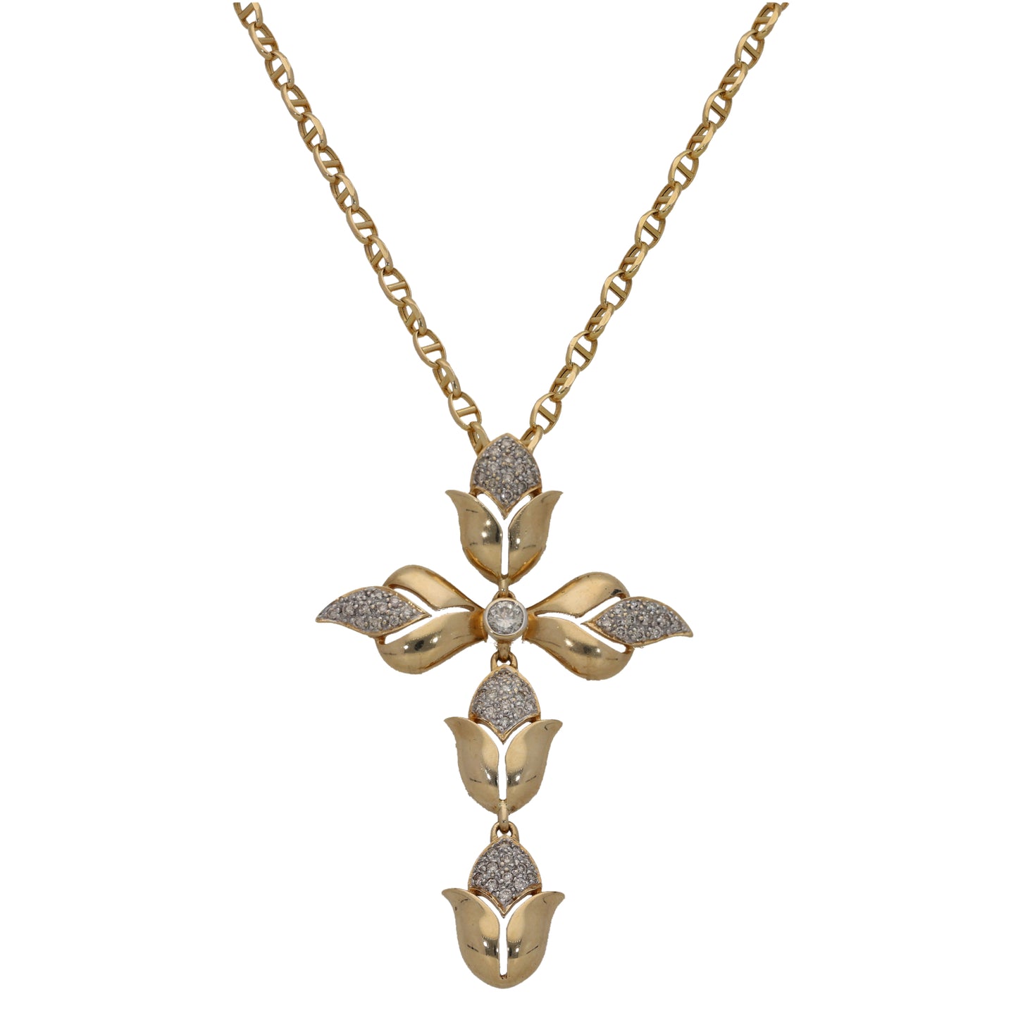 14ct Gold 0.85ct Diamond Dress/Cocktail Pendant With Chain