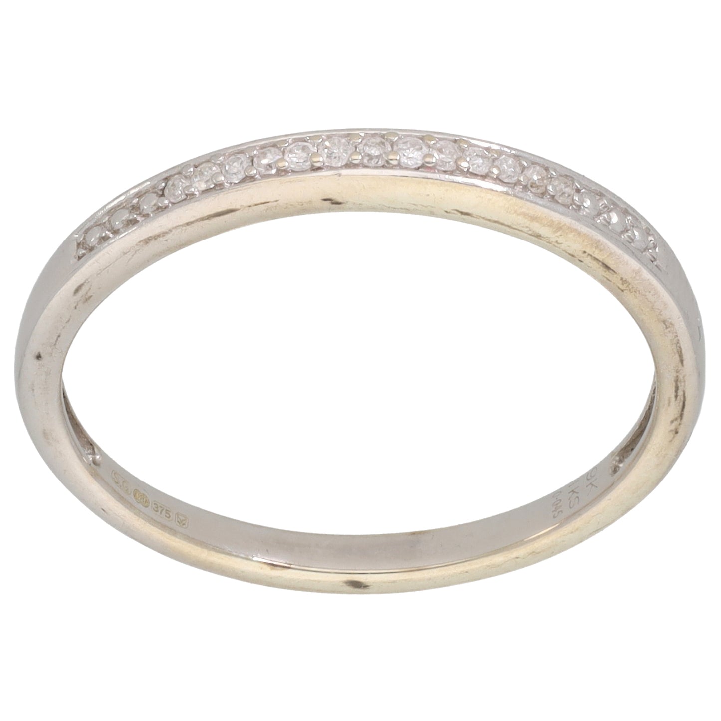 9ct White Gold 0.045ct Diamond Half Eternity Ring Size R