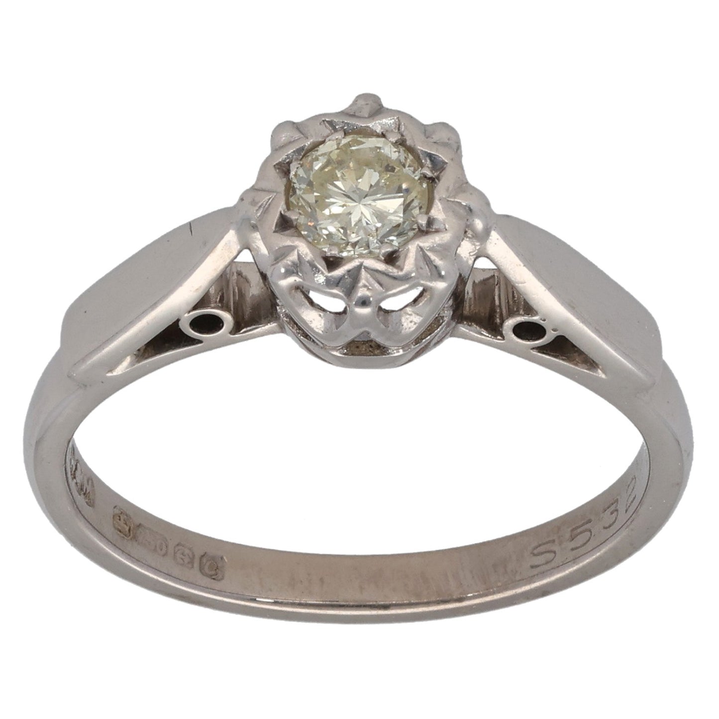 18ct White Gold 0.30ct Diamond Solitaire Ring Size N