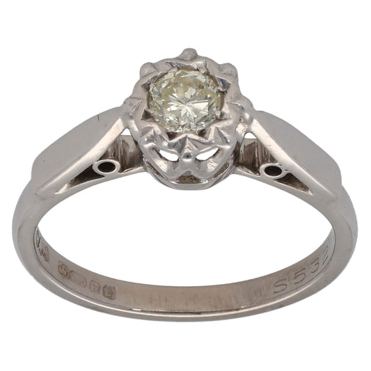 18ct White Gold 0.30ct Diamond Solitaire Ring Size N