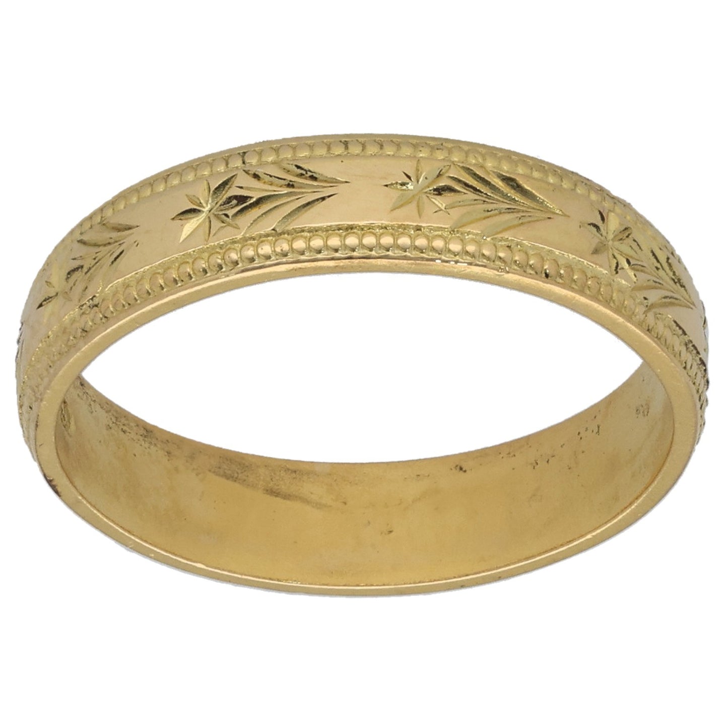 18ct Gold Patterned Wedding Ring Size K