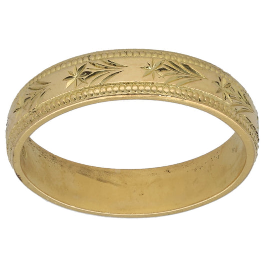 18ct Gold Patterned Wedding Ring Size K