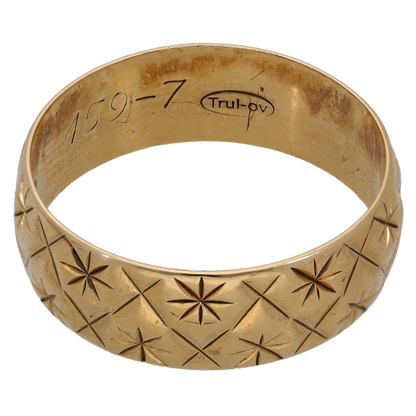9ct Gold Patterned Wedding Ring Size R