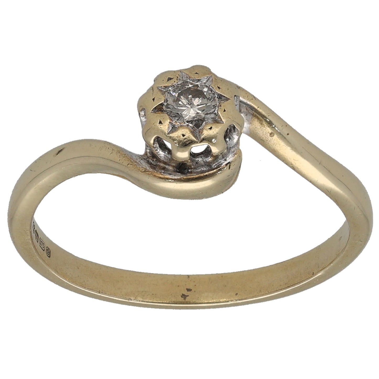 9ct Gold 0.10ct Diamond Solitaire Ring Size P