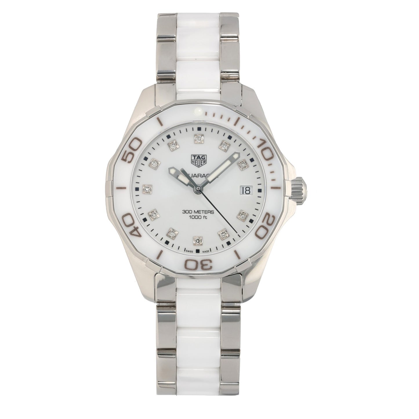 Tag Heuer Aquaracer WAY131D, White Dial, Stainless Steel & Ceramic, Front Image