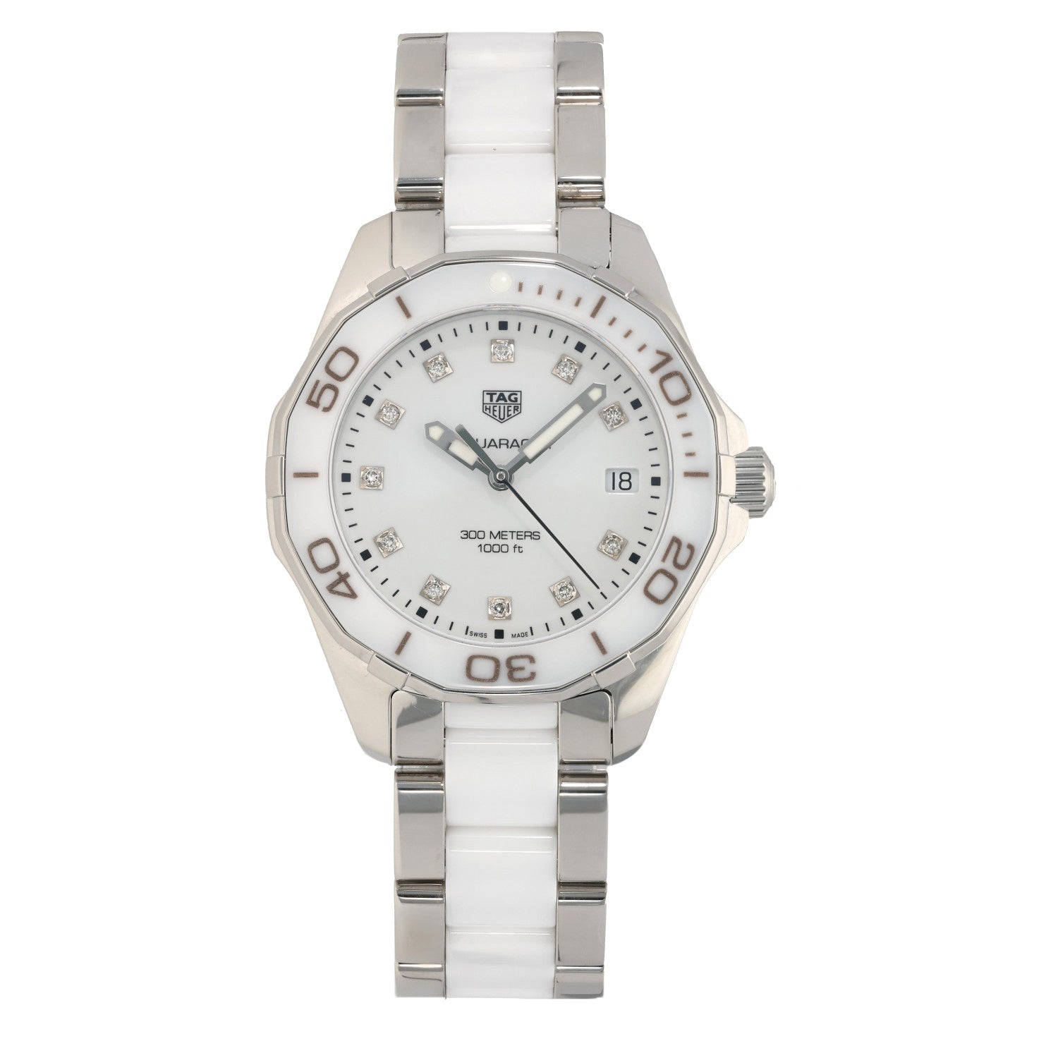 Tag Heuer Aquaracer WAY131D, White Dial, Stainless Steel & Ceramic, Front Image