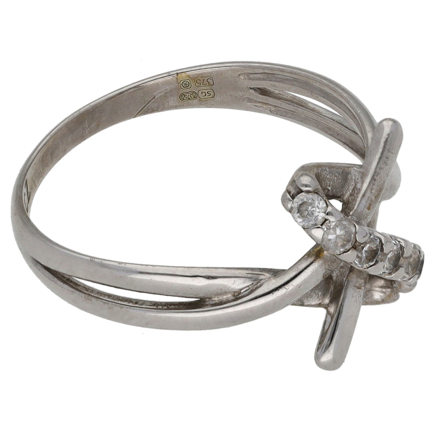 9ct White Gold Cubic Zirconia Dress/Cocktail Ring Size M