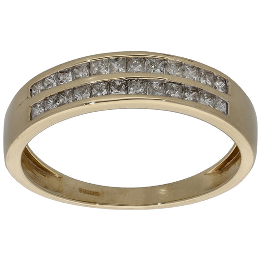 9ct Gold 0.60ct Diamond Half Eternity Ring Size P