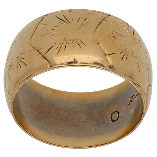 9ct Gold Patterned Wedding Ring Size O
