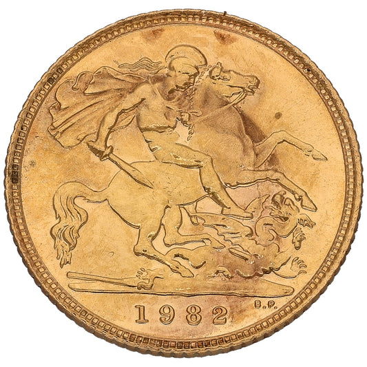 22ct Gold Queen Elizabeth II Half Sovereign Coin 1982