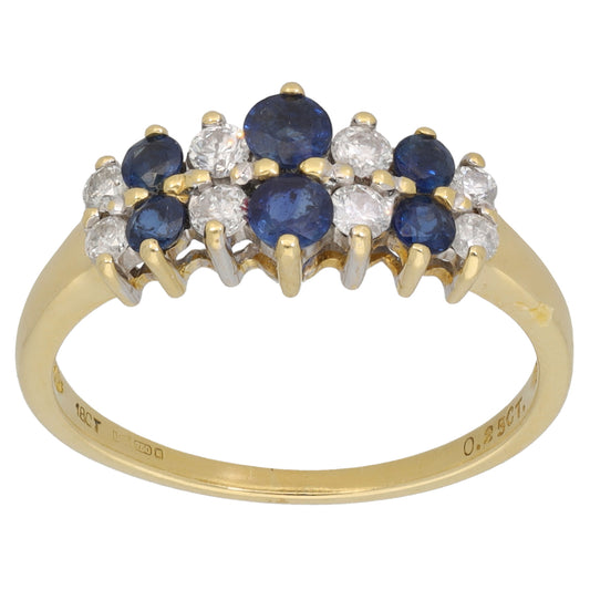 18ct Gold 0.25ct Diamond & Sapphire Half Eternity Ring Size O