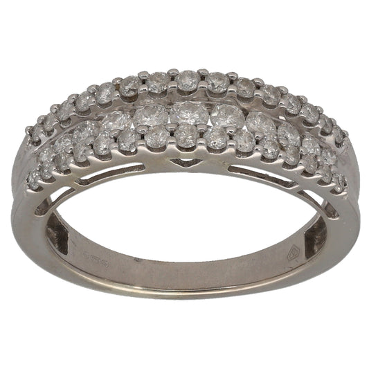9ct White Gold 0.79ct Diamond Half Eternity Ring Size N