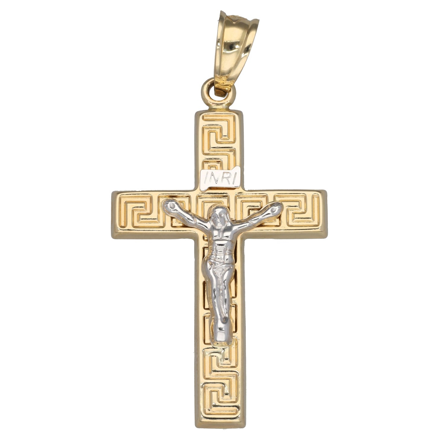 14ct Bi-Colour Gold Crucifix Pendant