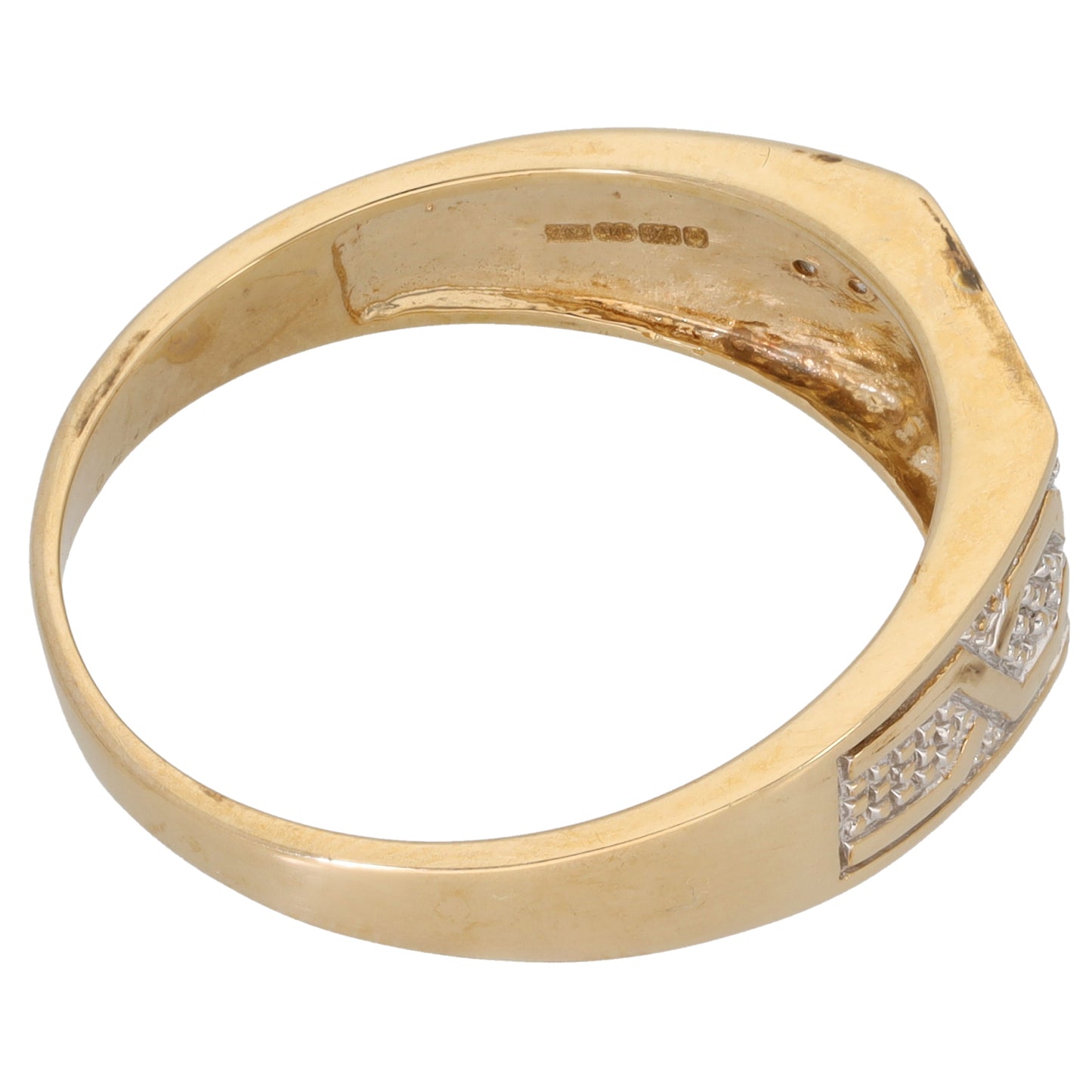 9ct Gold 0.03ct Diamond Patterned Signet Ring Size Z