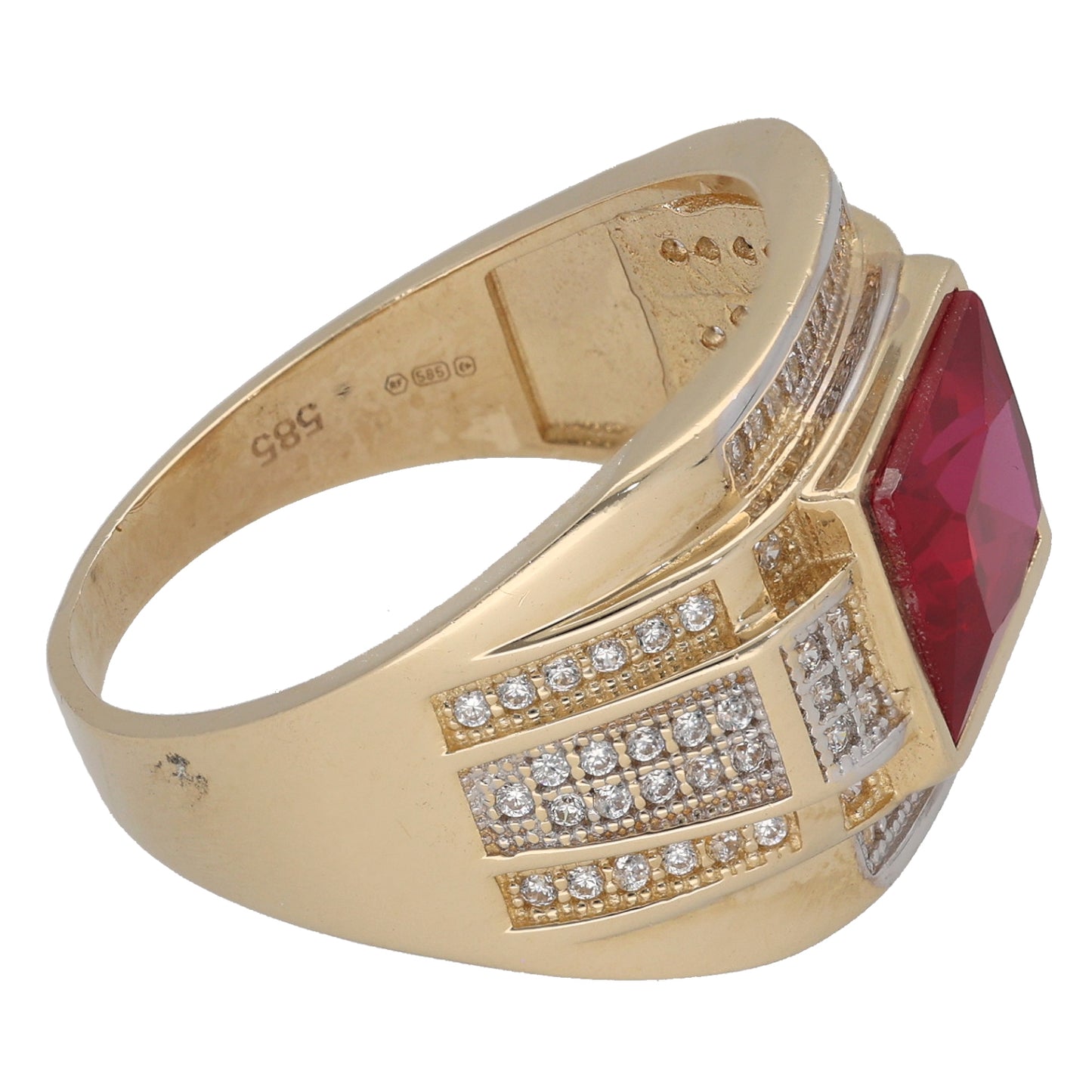 14ct Gold Imitation Gem Patterned Signet Ring Size U