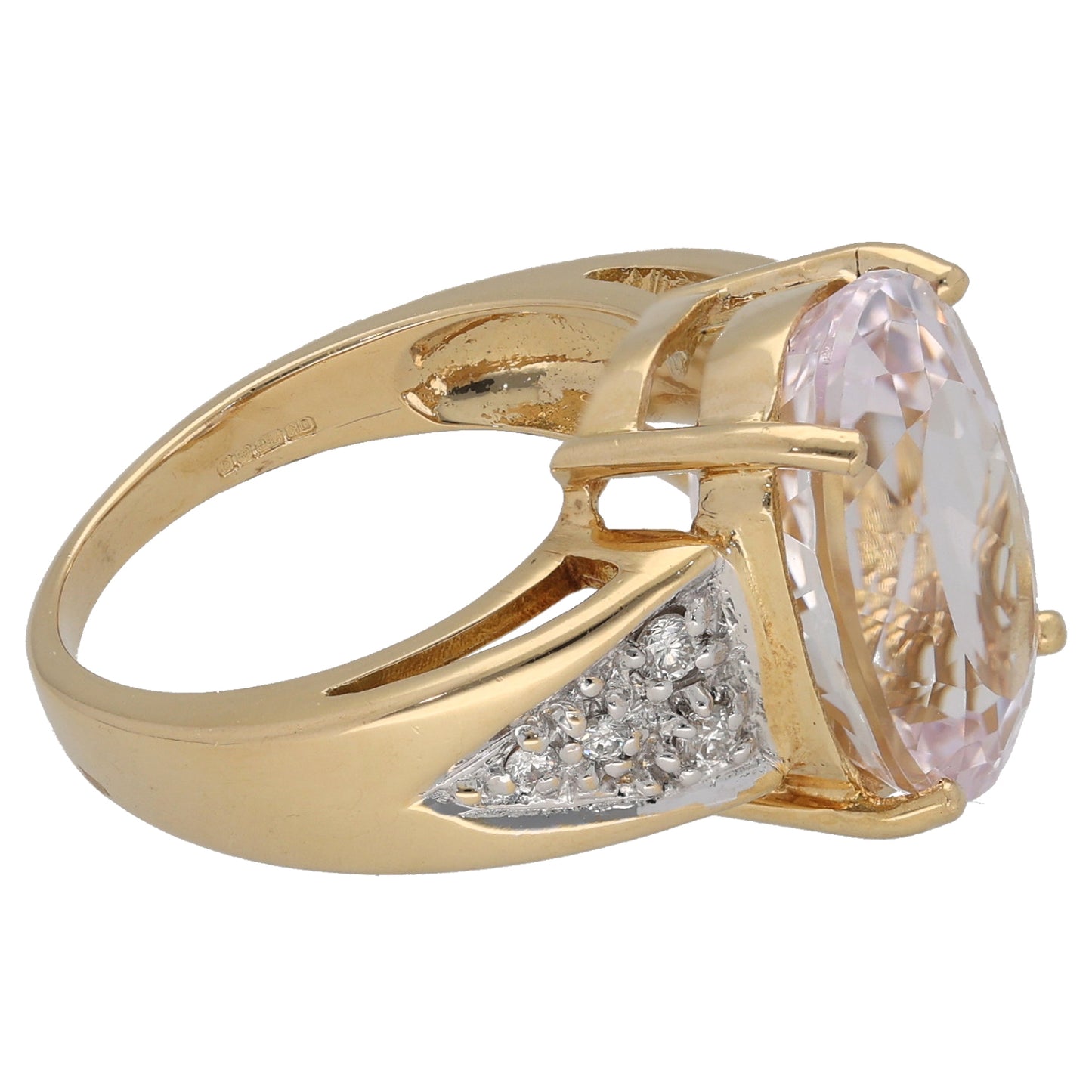 18ct Gold 0.12ct Diamond & Kunzite Dress/Cocktail Ring Size N