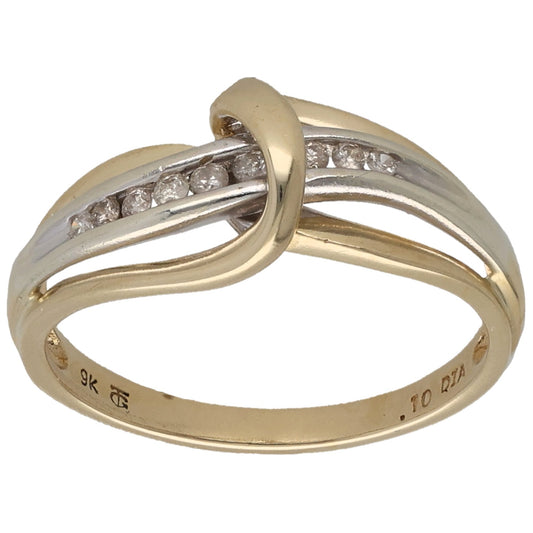 9ct Bi-Colour Gold 0.09ct Diamond Half Eternity Ring Size O