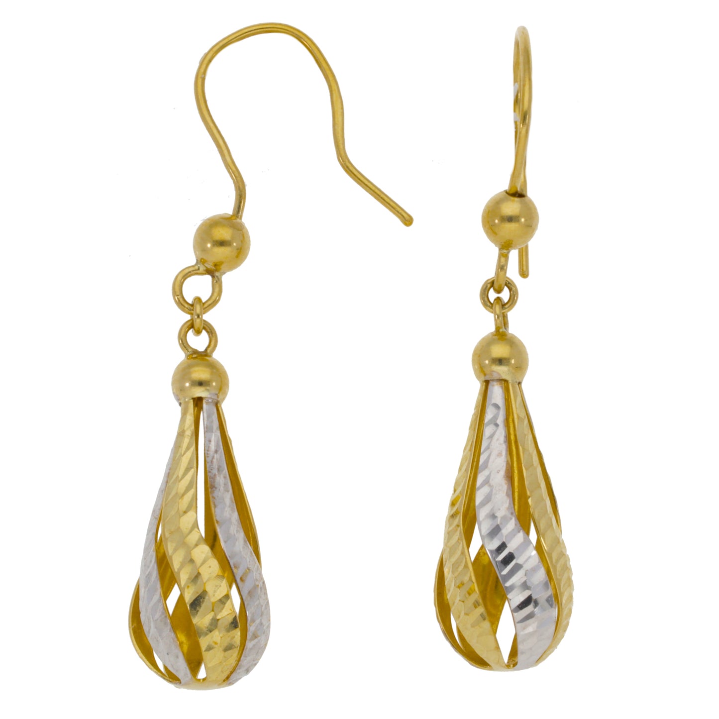 9ct Bi-Colour Gold Drop Earrings
