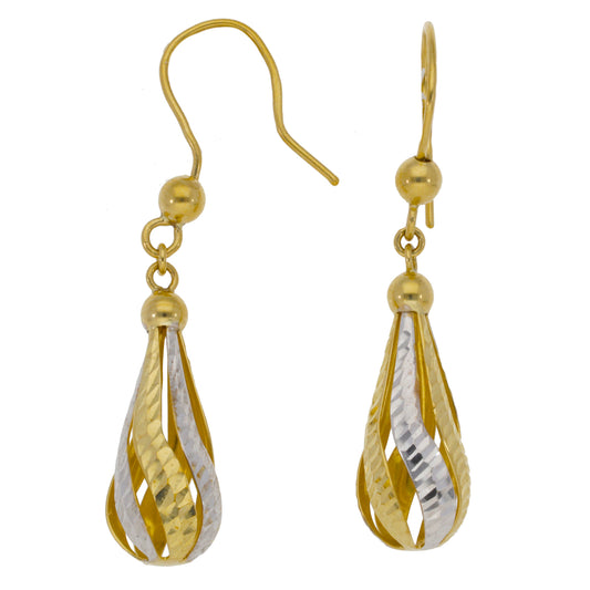 9ct Bi-Colour Gold Drop Earrings