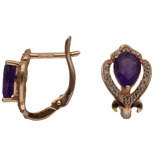 14ct Rose Gold Amethyst & Imitation Dress/Cocktail Earrings