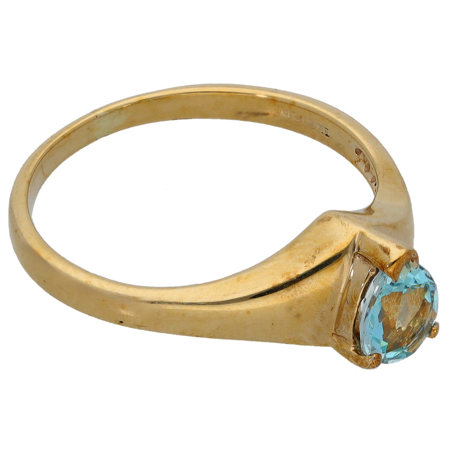 9ct Gold Aquamarine Single Stone Ring Size N