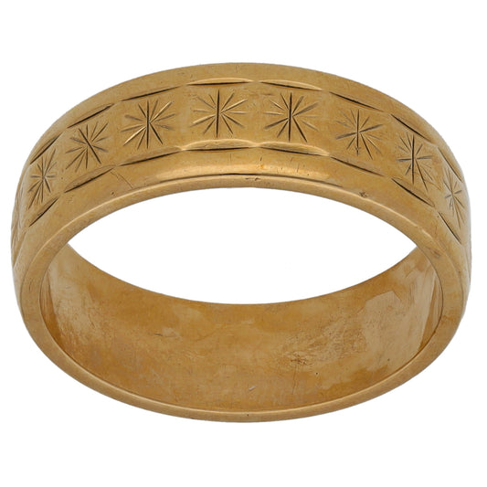 9ct Gold Patterned Wedding Ring Size M