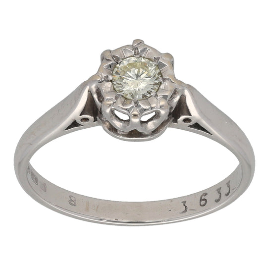 18ct White Gold 0.20ct Diamond Solitaire Ring Size M
