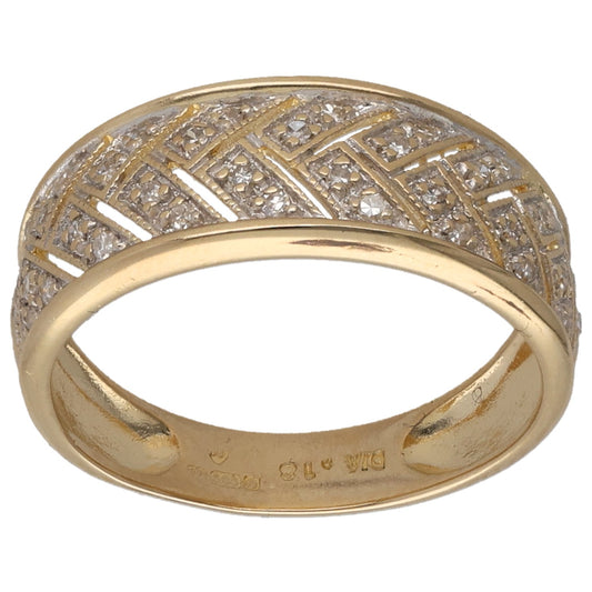 14ct Gold 0.18ct Diamond Half Eternity Ring Size O