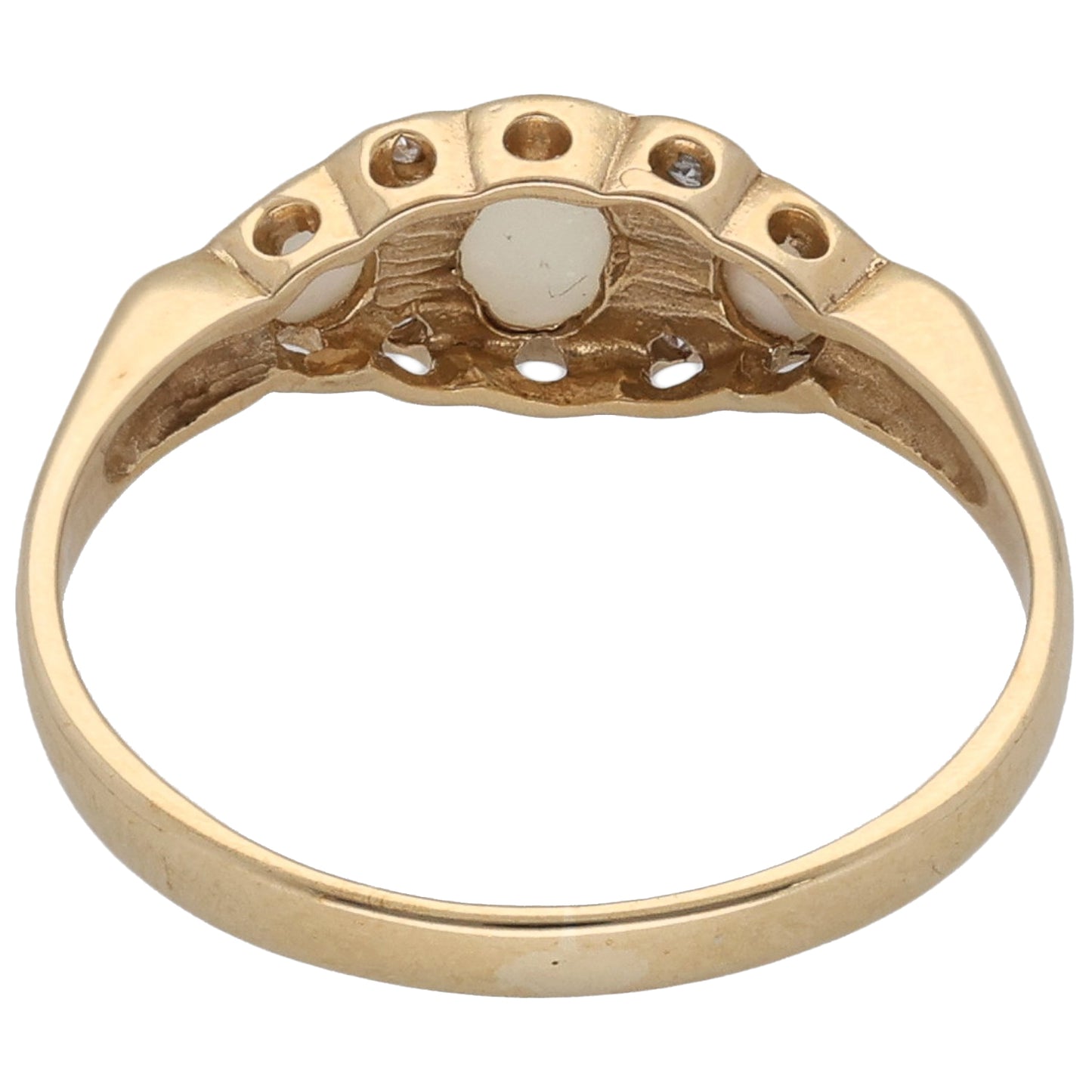 9ct Gold Opal & 0.02ct Diamond Dress/Cocktail Ring Size P