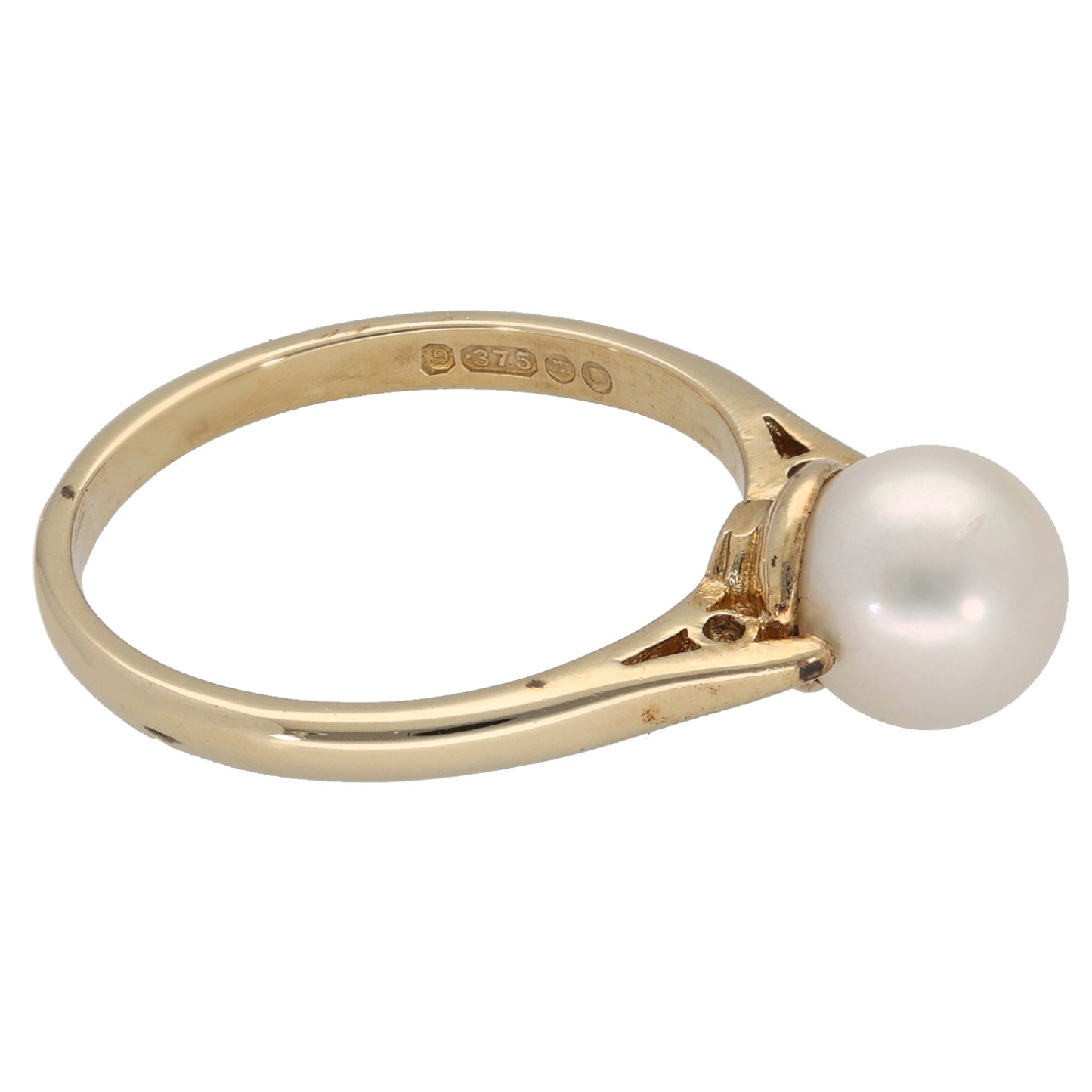 9ct Gold Cultured Pearl Single Stone Ring Size M