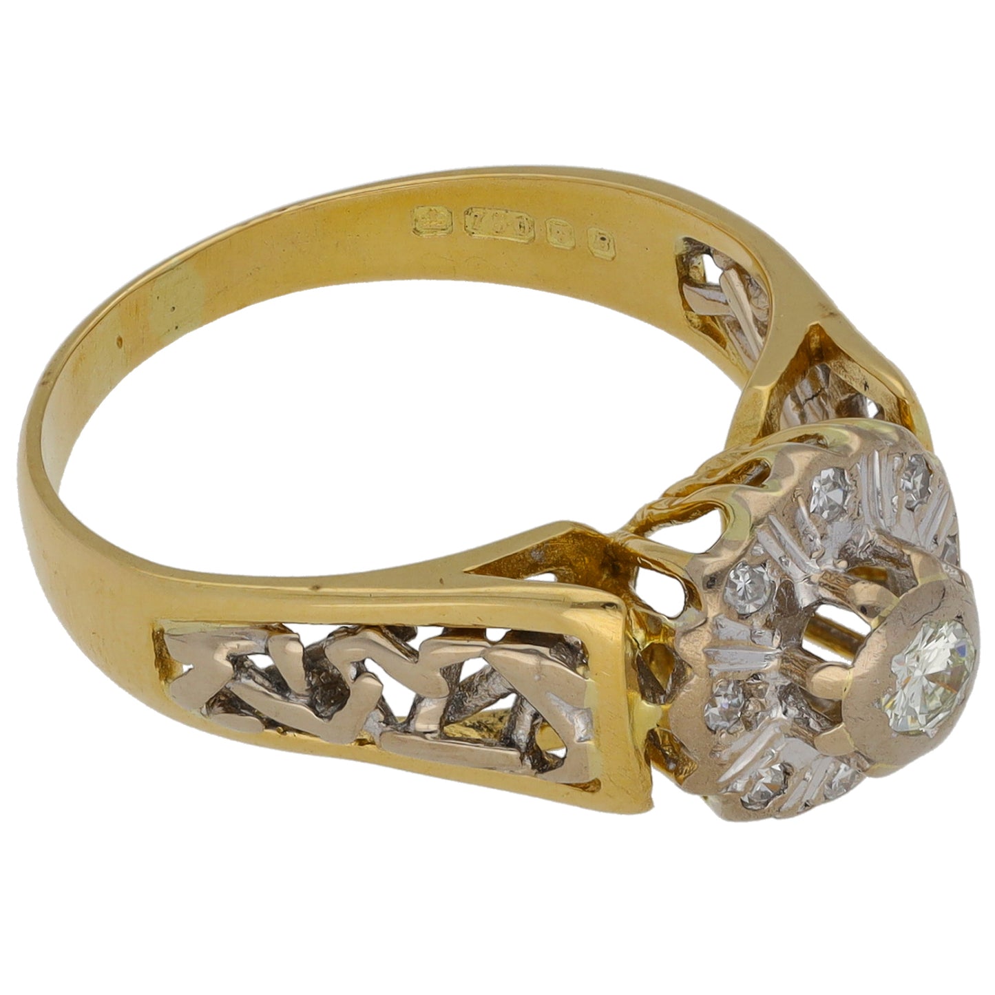 9ct Bicolour Gold 0.26ct Diamond Cluster Ring Size N