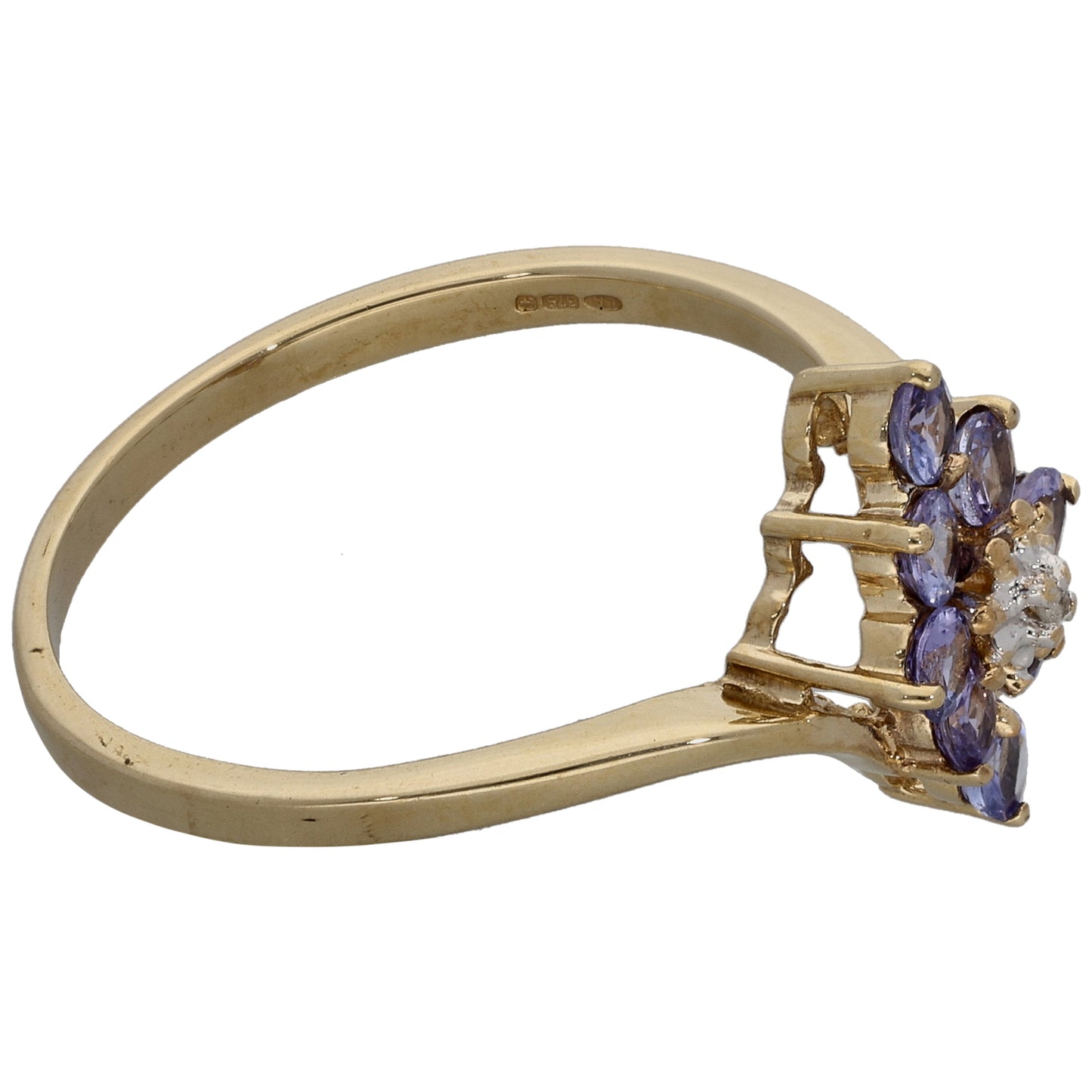 9ct Gold Tanzanite & 0.005ct Diamond Dress/Cocktail Ring Size P