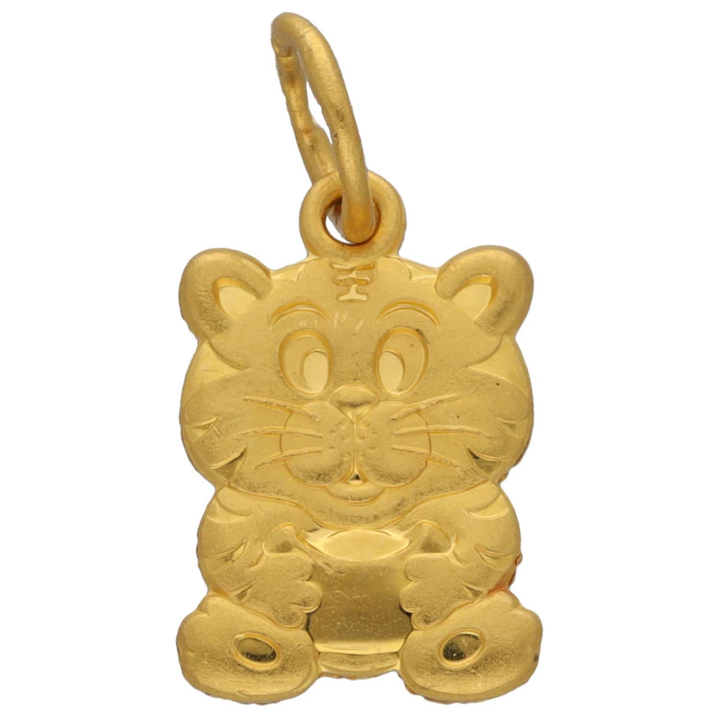 Gold tone cat character pendant with small loop bail for necklace chain