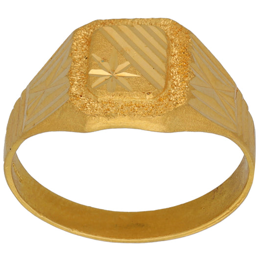22ct Gold Patterned Signet Ring Size S